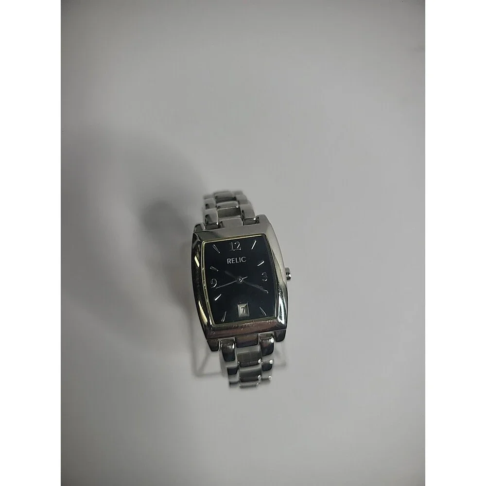 Vintage Relic Womens Wristwatch Watch Black Silver Tone‎ Date Analog